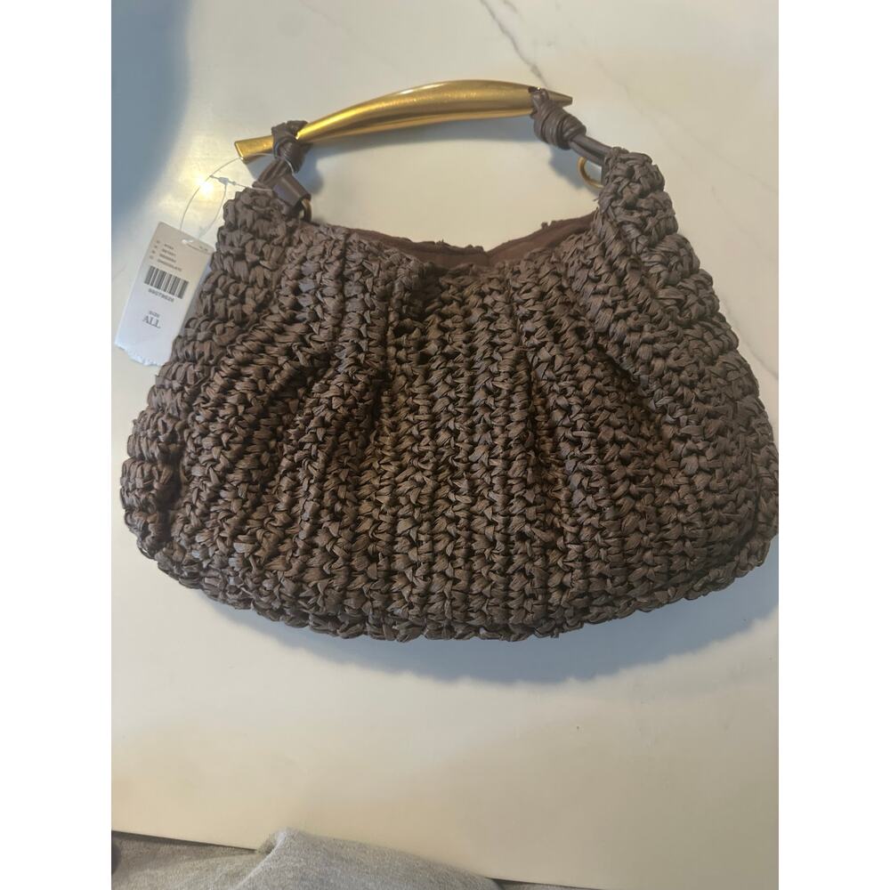 Anthropologie Raffia Purse with Gold handle - Picture 3 of 6